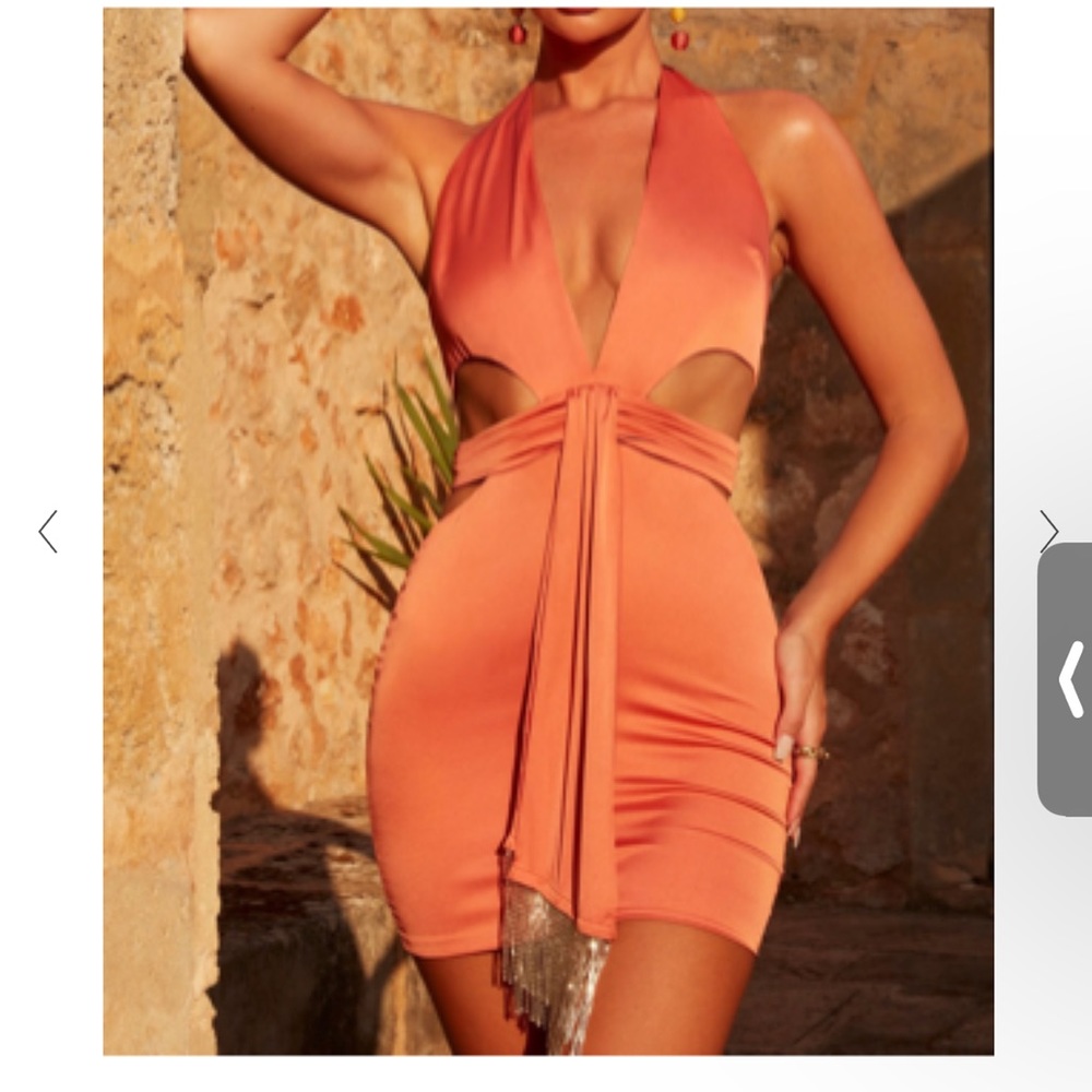 Oh Polly Orange silk dress